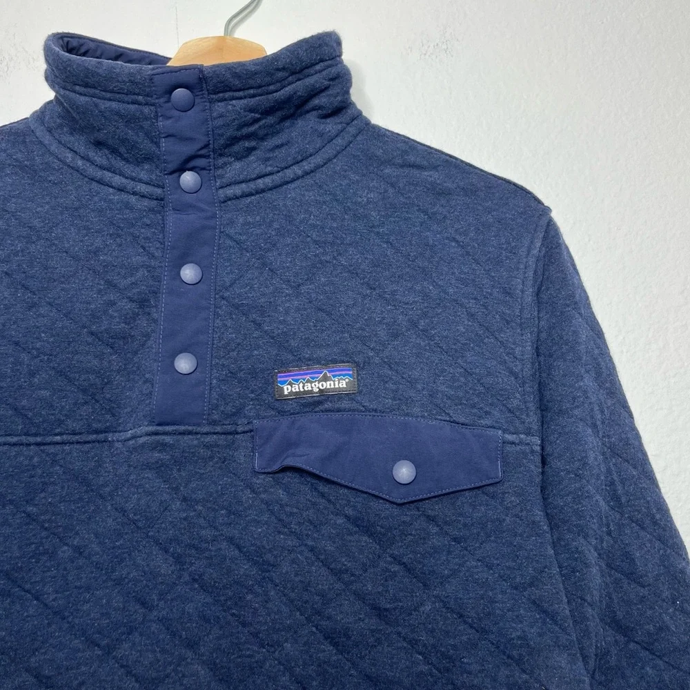 PATAGONIA QUILT SNAP-T PULLOVER Sweatshirt Navy Blue Size XS Classic Unisex